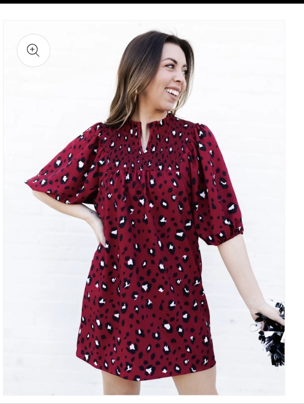 Michelle McDowell Amelia Party Animal Smocked Dress Red Black & White - M